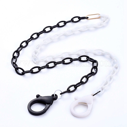 Personalized Two Tone ABS Plastic Cable Chain Necklaces X-NJEW-JN02825-01-1
