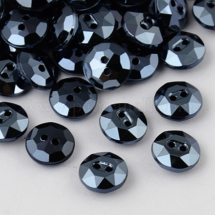Botones redondos planos del diamante artificial de acrílico de Taiwán de 2-agujero BUTT-F015-11.5mm-18-1