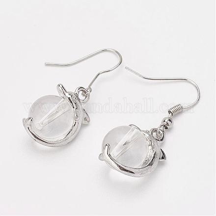 Boucles d'oreilles avec pendentif en verre EJEW-F098-01P-1