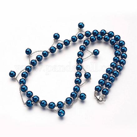 Colliers avec perles en verre à la mode NJEW-JN01783-05-1