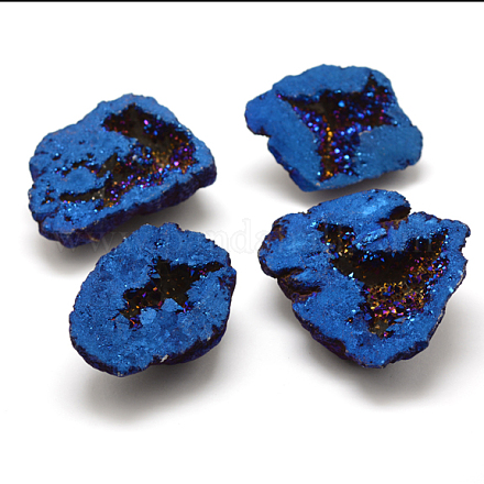 電気めっき瑪瑙ディスプレイ装飾  ナゲット  ブルー  38~49x26~42x17~23mm  1個/袋 DJEW-G014-17A-1