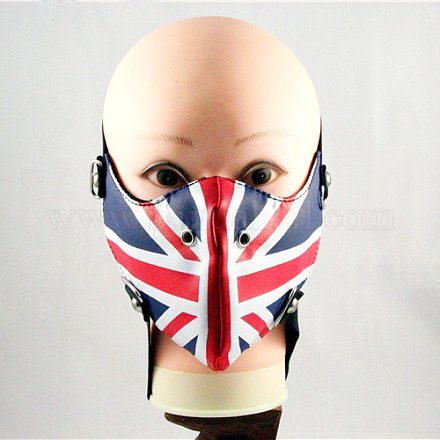 Mundbedeckung aus Punk-Pu-Leder mit Muster der britischen Nationalflagge AJEW-O015-03-1