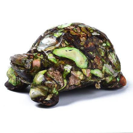 Schildkröte zusammengesetztes natürliches Bronzit & synthetisches imperiales Jaspis-Modell Ornament G-N330-39B-02-1