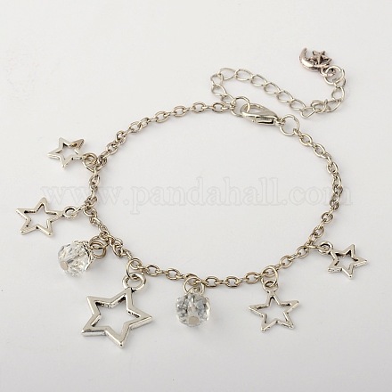 Alloy Star Charm Bracelets BJEW-JB01317-01-1