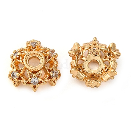 Колпачки для бусин из прозрачного кубического циркония из латуни KK-K378-46A-HG-1