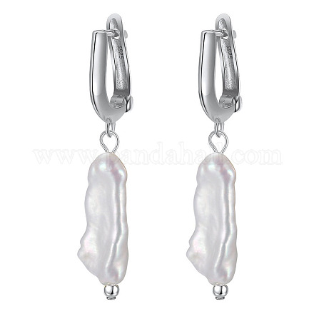 Natural Pearl Hoop Earrings for Women EJEW-P231-11P-1