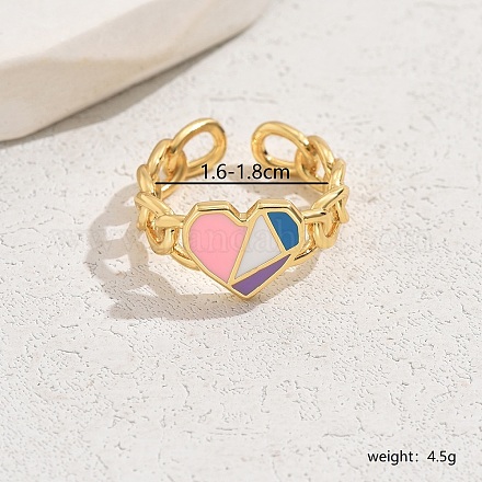 Изысканное кольцо-манжета в форме сердца с цветными блоками из латуни и эмали для женщин IR6590-1