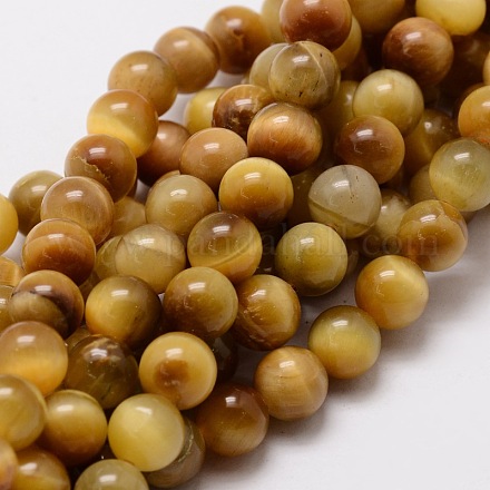 Natural Tiger Eye Round Beads Strands G-E329-10mm-40C-1