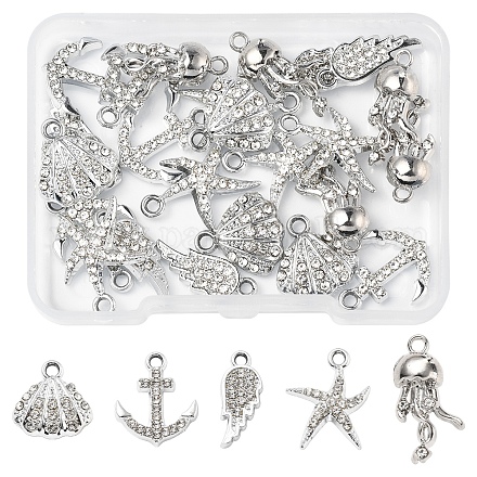 25шт 5 стиля подвески из сплава с кристаллами и стразами FIND-FS0004-10-1