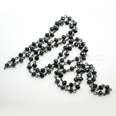 Chaînes de perles rondelles facettées en verre à la main AJEW-PH00495-06-1