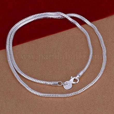 Простые серебряные ожерелья из латунной змеиной цепи для мужчин NJEW-BB12736-24-1