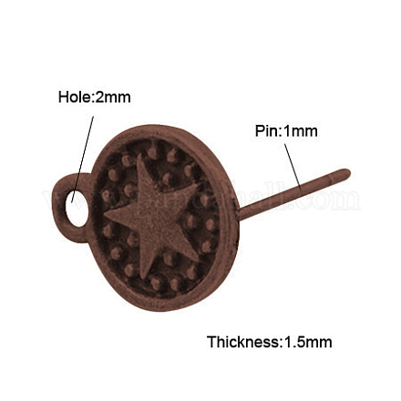 Reperti di orecchini a bottone stile tibetano TIBE-A22172-R-FF-1