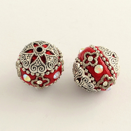 Round Handmade Rhinestone Indonesia Beads IPDL-Q036-24A-1