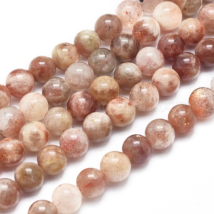 Chapelets de perles de sunstone naturelle naturelles G-D0001-05-8mm-1