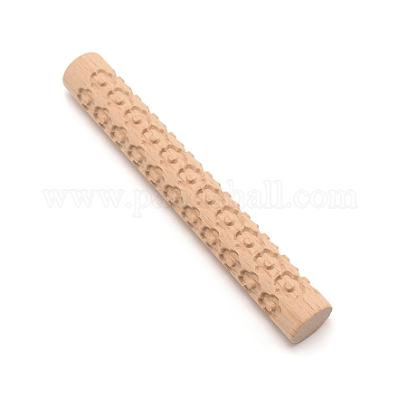 Деревянная скалка с цветочным узором DIY-WH0275-04-1