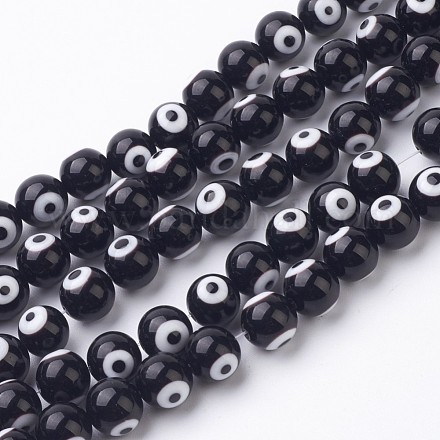 Chapelets de perles vernissées manuelles LAMP-J082-08-10mm-1