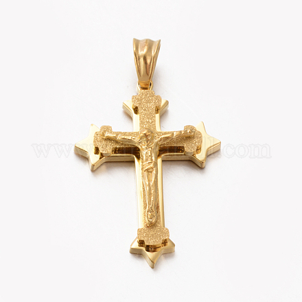イースターテーマの新しいギフト201ステンレス鋼の十字架のクロスペンダント  ゴールドカラー  33x23x7mm  穴：5x7mm STAS-F010-63G-1