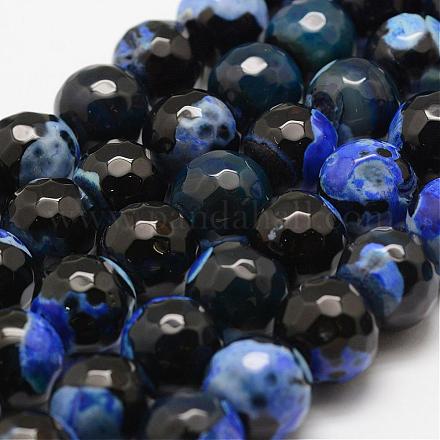 Faceted Natural Fire Crackle Agate Beads Strands G-F447-12mm-A19-1