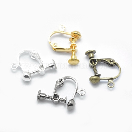 Brass Screw On Clip-on Earring Findings KK-L164-01-1