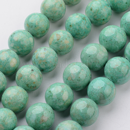 Chapelets de perles en fossiles naturelles teintées G-E328-10mm-23-1