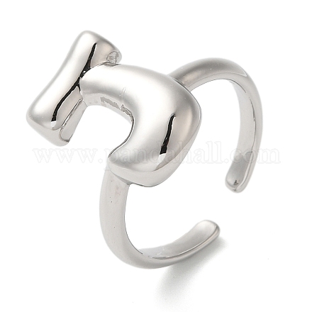 Латунное открытое кольцо-манжета для женщин с инициалами RJEW-N046-02J-P-1