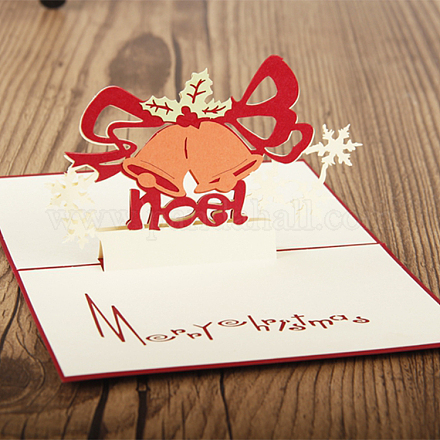 Noël pop up 3d noël cartes de vœux joyeux cloche DIY-N0001-123R-1