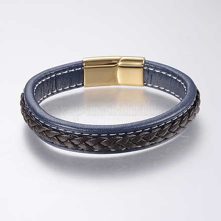Braided Leather Cord Bracelets BJEW-H561-08C-1