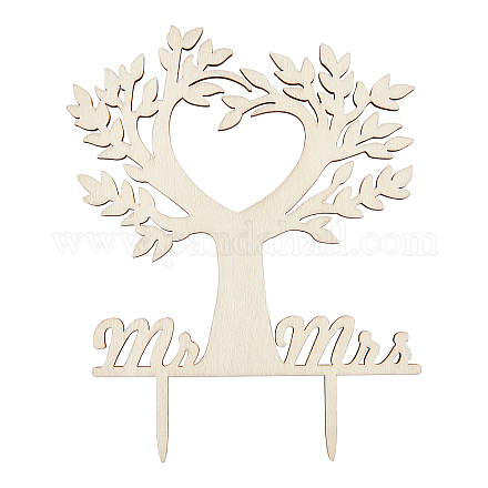 Cake Toppers Wooden Bird Tree Cake Topper for Rustic Wedding Anniversary Party Cake Decoration Supplies WOOD-WH0015-31-1