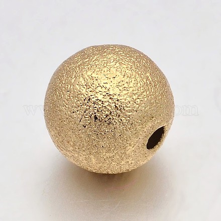 Perles rondes texturées en laiton KK-L051-01-1