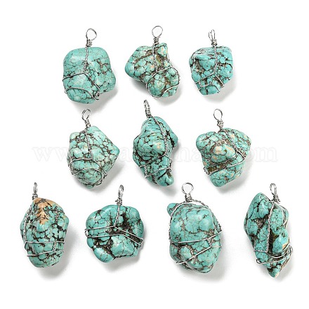 Synthetic Turquoise Dyed Pendants G-H293-04P-1