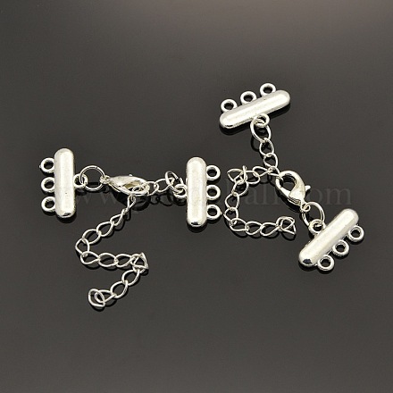 3 Strands 6-Hole Plating Zinc Alloy and Brass Ends with Chains PALLOY-N0102-01S-1