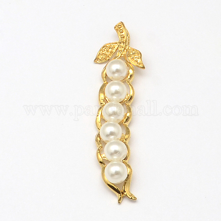 Golden Tone Alloy Pendants with ABS Plastic Imitation Pearl Beads PALLOY-R048-01-1
