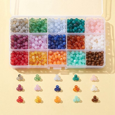 1050 pièces 15 couleurs perles acryliques imitation pierres précieuses rondes OACR-FS0001-26-1