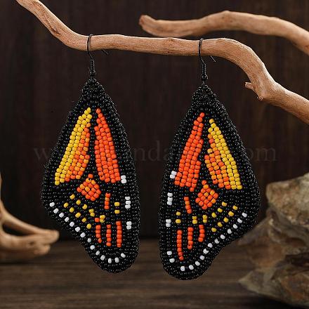 Серьги-подвески в виде крыльев бабочки из бисера ручной работы в стиле бохо BA4047-5-1