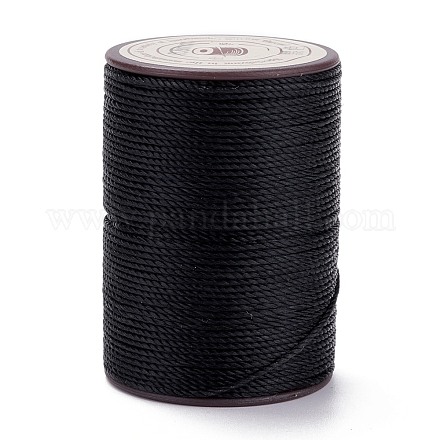 ラウンドワックスポリエステル糸ストリング  マイクロマクラメコード  ツイストコード  革縫い用  ブラック  0.8mm  約54.68ヤード（50m）/ロール YC-D004-02E-000A-1
