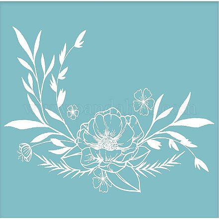 OLYCRAFT Self-Adhesive Silk Screen Printing Stencil Reusable Pattern Stencils Flower & Plant for Painting on Wood Fabric T-Shirt Wall and Home Decorations-11x8 Inch DIY-WH0173-037-1
