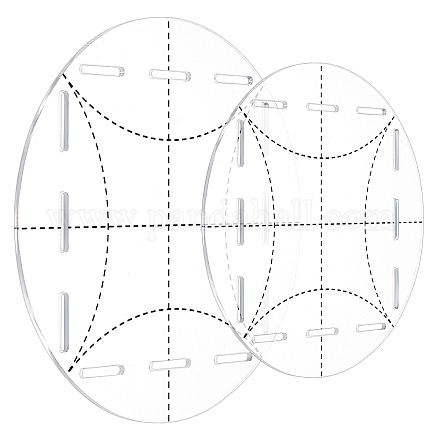 Arricraft 2 個 2 スタイルアクリルキルティング定規  丸いテンプレート  透明なパッチワーク縫製カッティングクラフト定規diyツール  穴付き  透明  12.5~25.5x0.2cm  穴：3~5x18~35mm  1個/スタイル DIY-AR0002-54-1