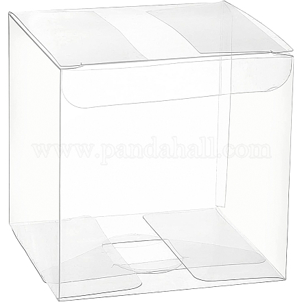 折り畳み式の透明なペットボックス  結婚披露宴のベビーシャワーの荷箱のため  正方形  透明  完成品：9x9x9cm CON-WH0074-72D-1