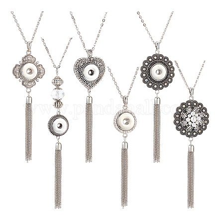 Nbeads 5Pcs 5 Style Interchangeable Alloy Snap Button Necklace Making FIND-NB0003-50-1