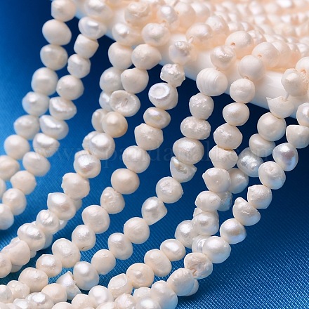 Fili di perle di perle d'acqua dolce coltivate naturali PEAR-E007-3-4mm-01-1