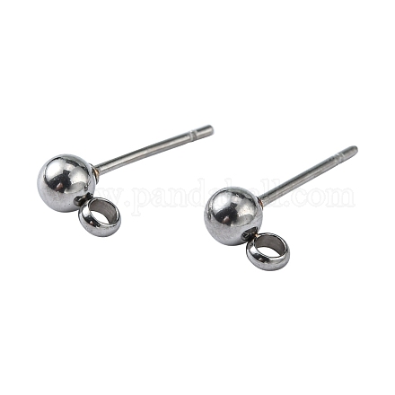 304 Stainless Steel Stud Earring Findings STAS-E026-3-1