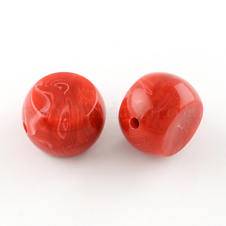 Flat Round Imitation Gemstone Acrylic Beads OACR-R032-04-1