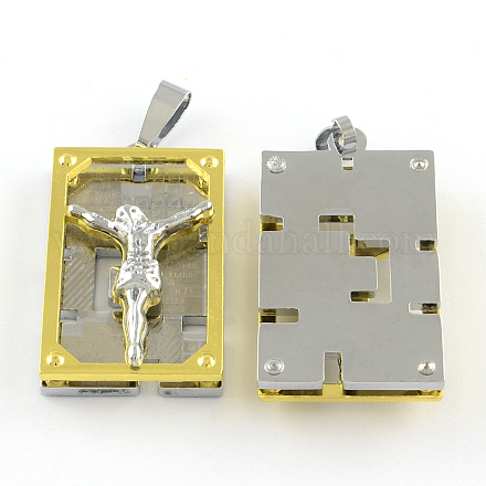 Easter Theme Crucifix with Rectangle Zinc Alloy Pendants PALLOY-Q310-02-1