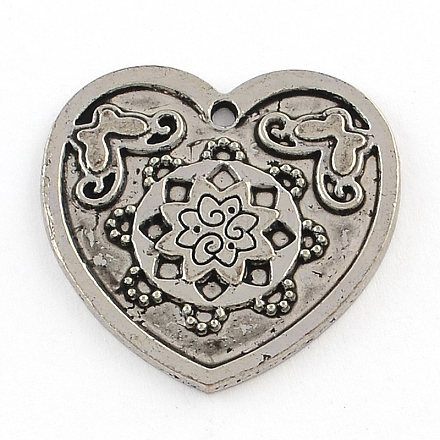 Tibetan Style Heart Alloy Pendants TIBEP-Q047-059-1
