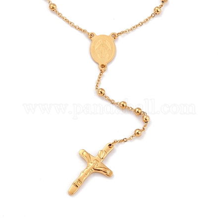 304 collares de abalorios del rosario de acero inoxidable para la Pascua STAS-B021-03G-1