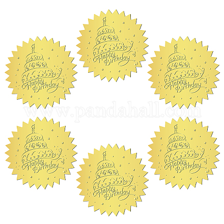 CRASPIRE 144Pcs Birthday Gold Foil Embossed Stickers 2 Inch Cake Certificate Embossed Sealing Decal Round Label Self Adhesive Decal for Envelopes Wedding Valentine's Day Awards Gift Packaging DIY-WH0451-023-1
