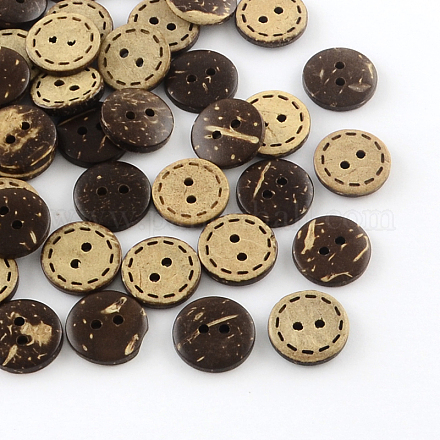 2 -hole boutons de noix de coco plats et ronds BUTT-R035-002-1
