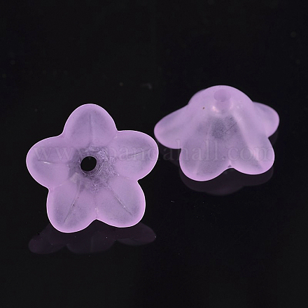 Grosses perles de fleur violette en acrylique transparent mat X-PL560-4-1