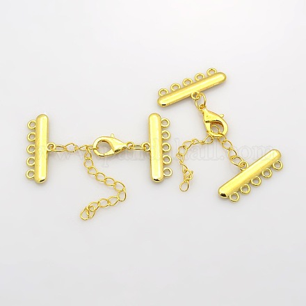 5 Strands 10-Hole Plating Zinc Alloy and Brass Ends with Chains PALLOY-N0102-02G-1