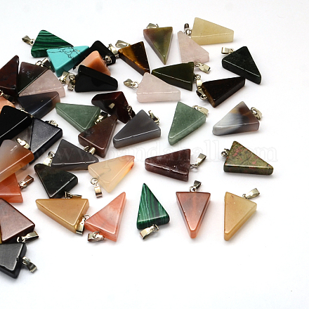 Pendentifs triangulaires en pierres mixtes naturelles et synthétiques G-Q356-M-1